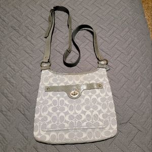 Coach Penelope Signature Purse Gray Fabric Cross Body Bag 11"L x 0.5"W x 10"H
